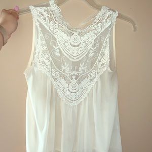 Sheer Lace Top High Neck Line